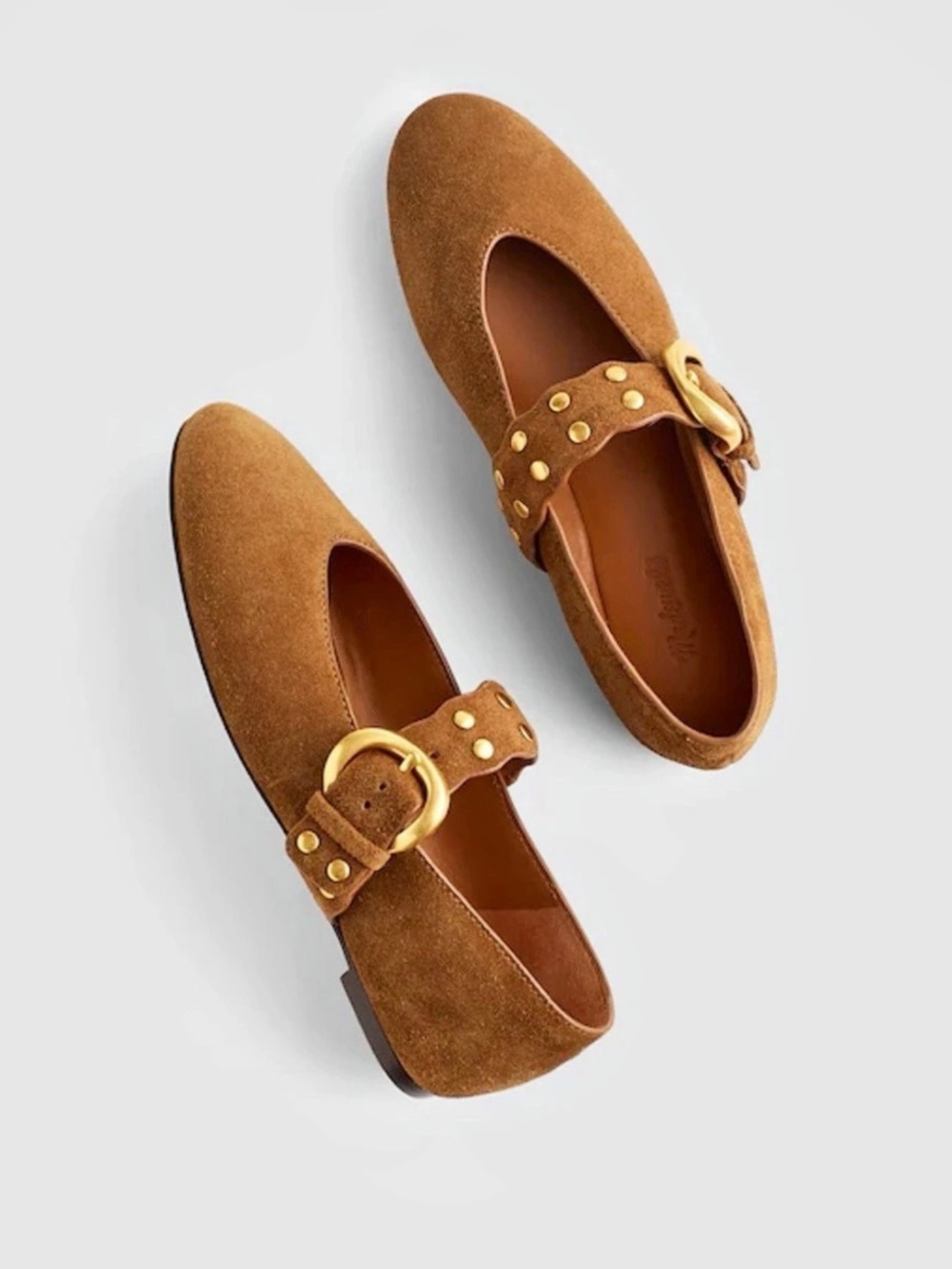 Madewell The Remy Scalloped Mary Jane Flat in Suede Brown